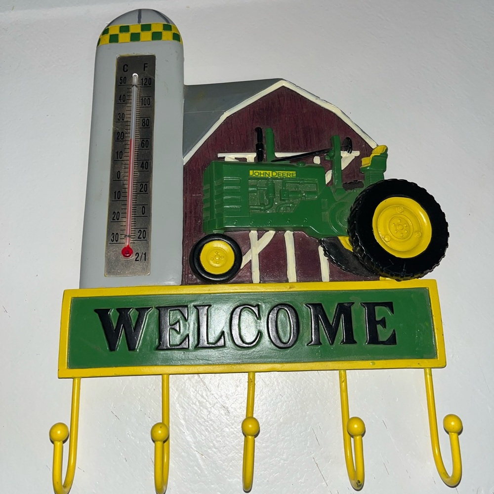 John Deere Green and Yellow Tractor Welcome Wall Decor with hooks